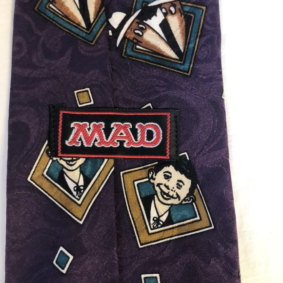 Mad Magazine Alfred E. Newman/Spy vs Spy Purple Silk Tie Made in Canada - Picture 6 of 12